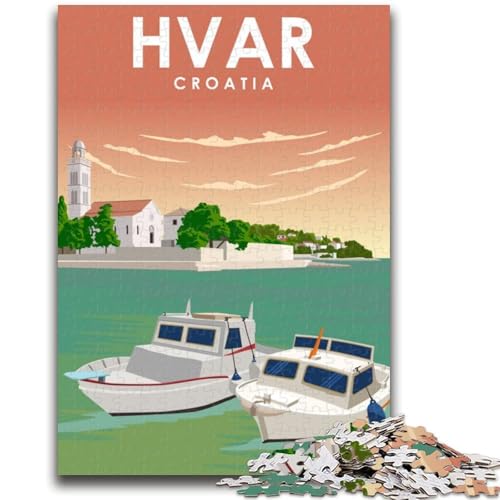 Puzzle 1000 Teile für Teenager, Hvar, Kroatien, Reiseposter, Lernspiele, Wanddekoration, einzigartige Geburtstags (Größe 50x70cm) von NCVAZHASO