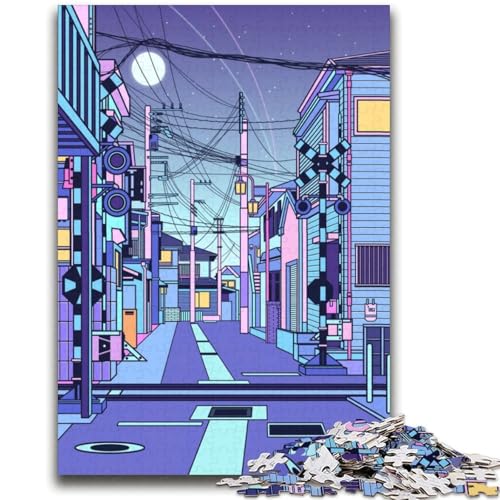 Puzzle 1000 Teile für Teenager, Japanisches Stadtbild bei Nacht, Lernspiel, Herausforderung, Spielzeug, Geschenk für die ganze Familie (Größe 38x52cm) von NCVAZHASO