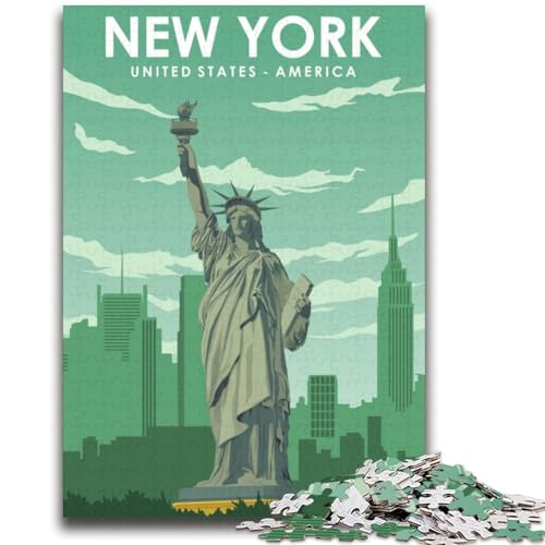 Puzzle 1000 Teile für Teenager, New York-Reiseposter, Lernspiel, Herausforderung, Spielzeug, Angebot als Geschenk für die ganze Familie (Größe 38x52cm) von NCVAZHASO