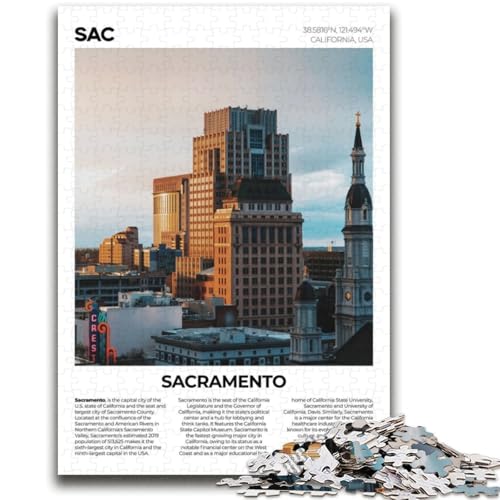 Puzzle 1000 Teile für Teenager, Sacramento, Stressabbau, schwierige Herausforderung, gutes Geschenk für die ganze Familie (Größe 38x52cm) von NCVAZHASO