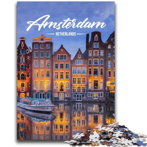 Puzzle 1000 Teile für Teenager Amsterdam für Lernspiel-Herausforderung, Spielzeug-Angebot als Geschenk für die ganze Familie (Größe 38x52cm) von NCVAZHASO