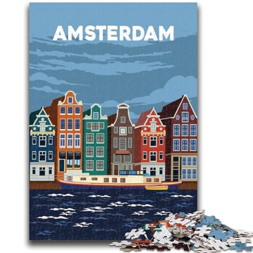 Puzzle 1000 Teile für Teenager-Geschenke Amsterdam, Niederlande, Lernspiel, Herausforderung, Spielzeug, Wanddekoration, einzigartige Geburtstags (Größe 50x70cm) von NCVAZHASO