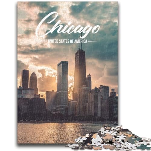 Puzzle 1000 Teile für Teenager-Geschenke Chicago Lernspiel Herausforderung Spielzeug Wanddekoration Einzigartige Geburtstags (Größe 50x70cm) von NCVAZHASO