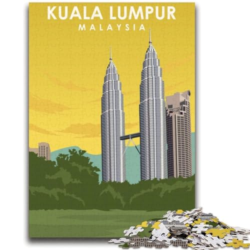 Puzzle für Erwachsene, 1000 Kuala Lumpur-Reiseposter, Lernspiel, Herausforderung, Spielzeug, Wanddekoration, einzigartige Geburtstags (Größe 38x52cm) von NCVAZHASO