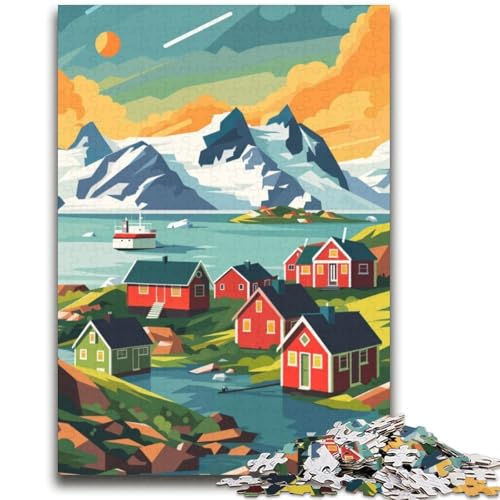 Puzzle für Erwachsene, 1000 Puzzles, Grönland-Dorflandschaft, Lernspiel, Herausforderung, Spielzeug, Wanddekoration, einzigartige Geburtstags (Größe 38x52cm) von NCVAZHASO