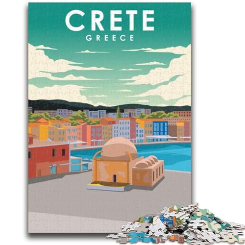 Puzzle für Erwachsene, 1000 Reiseposter aus Kreta, Griechenland, Lernspiele, Heimdekoration, Lernspiel für Geburtstag, Weihnachten (Größe 38x26cm) von NCVAZHASO