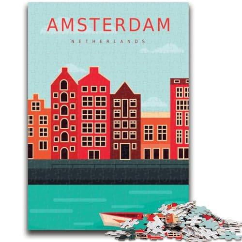 Puzzle für Erwachsene, 1000 Teile, Amsterdam, Niederlande, Lernspiel, Herausforderungsspielzeug, ganze Familie (Größe 38x26cm) von NCVAZHASO