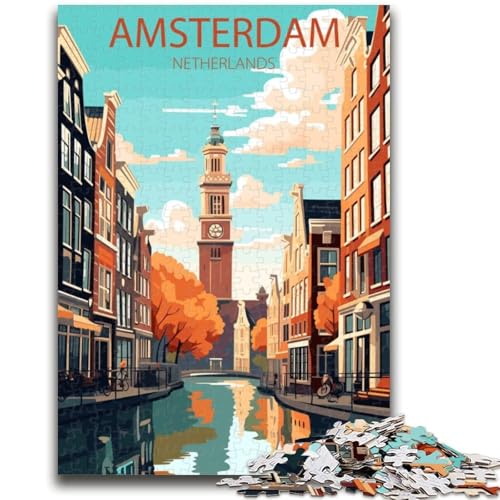Puzzle für Erwachsene, 1000 Teile, Amsterdam, Niederlande, für Kinder ab 14 Jahren, interessante Geschenke zur Stressreduzierung für Freunde und Familie (Größe 38x26cm) von NCVAZHASO