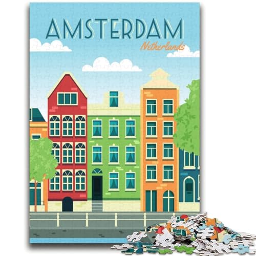 Puzzle für Erwachsene, 1000 Teile, Amsterdam, Niederlande, für Lernspiele, Herausforderungsspielzeug, ganze Familie (Größe 38x52cm) von NCVAZHASO