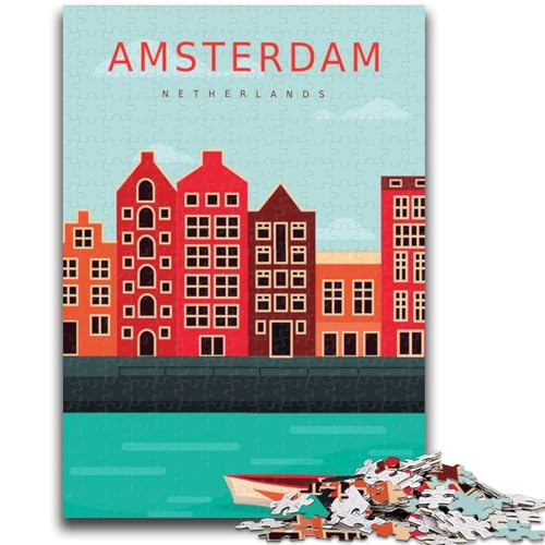 Puzzle für Erwachsene, 1000 Teile, Amsterdam, Niederlande Anspruchsvolles Spiel und Familienspiel, Wanddekoration, einzigartige Geburtstags (Größe 50x70cm) von NCVAZHASO