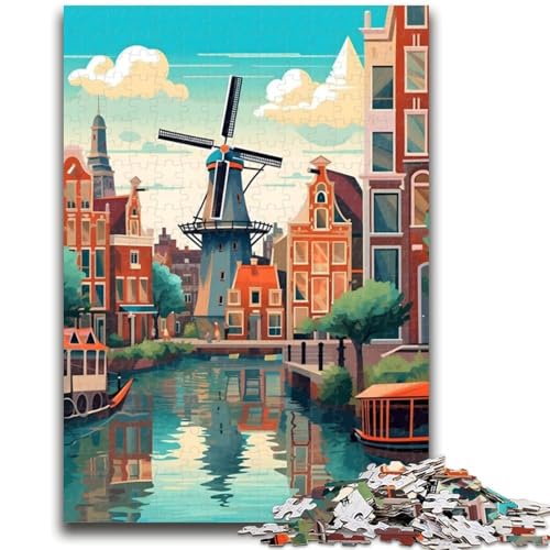 Puzzle für Erwachsene, 1000 Teile, Amsterdamer Windmühlenreise, Familienspaß für die ganze Familie, ganze Familie ab 14 Jahren (Größe 38x26cm) von NCVAZHASO