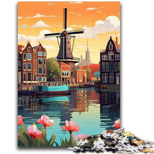 Puzzle für Erwachsene, 1000 Teile, Amsterdamer Windmühlenreise, Familienspaß für die ganze Familie, ganze Familie ab 14 Jahren (Größe 38x26cm) von NCVAZHASO