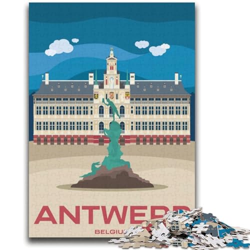 Puzzle für Erwachsene, 1000 Teile, Antwerpen, Belgien, Stadtbild, Familienspaß, ganze Familie, ab 14 Jahren (Größe 38x52cm) von NCVAZHASO