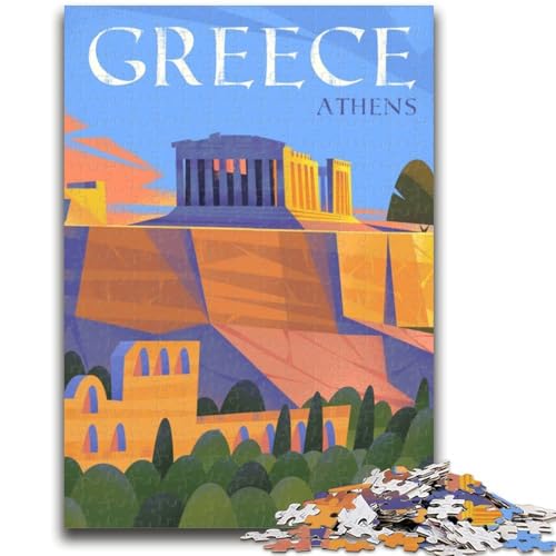 Puzzle für Erwachsene, 1000 Teile, Athen, Griechenland, Illustration, Lernspiele, DIY-Spielzeug, ganze Familie (Größe 50x70cm) von NCVAZHASO