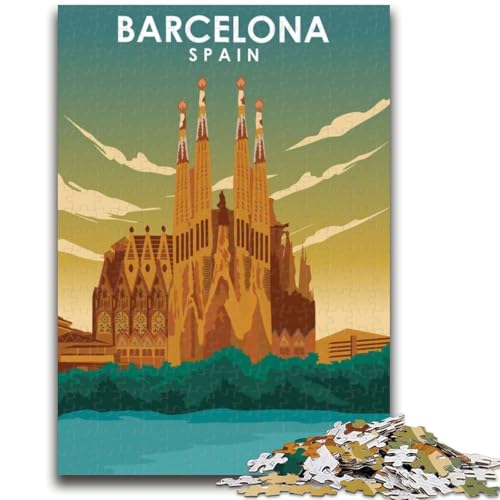 Puzzle für Erwachsene, 1000 Teile, Barcelona, Spanien, Reisekunst, anspruchsvolles Spiel und Familienspiel, Wanddekoration, einzigartige Geburtstags (Größe 50x70cm) von NCVAZHASO