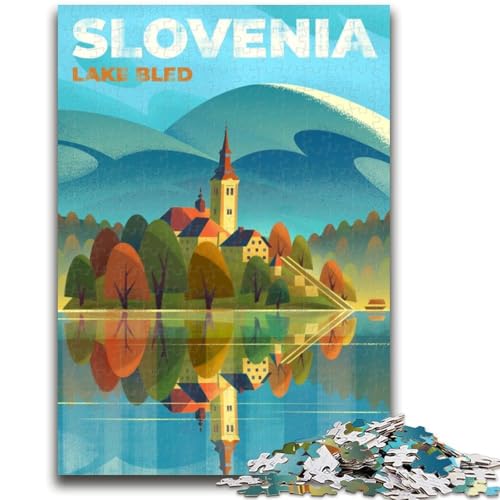 Puzzle für Erwachsene, 1000 Teile, Bleder See, Slowenien, Familienspaß, ganze Familie, ab 14 Jahren (Größe 38x26cm) von NCVAZHASO