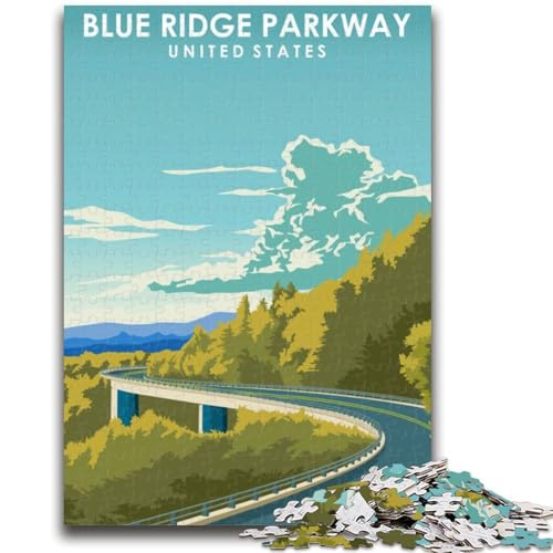 Puzzle für Erwachsene, 1000 Teile, Blue Ridge Parkway Art, Familienspaß für die ganze Familie, Kinder ab 14 Jahren (Größe 38x26cm) von NCVAZHASO