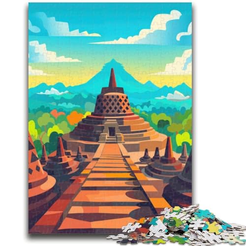 Puzzle für Erwachsene, 1000 Teile, Borobudur-Tempel-Poster, Lernspiel, Herausforderung, Spielzeug, Wanddekoration, einzigartige Geburtstags (Größe 38x26cm) von NCVAZHASO