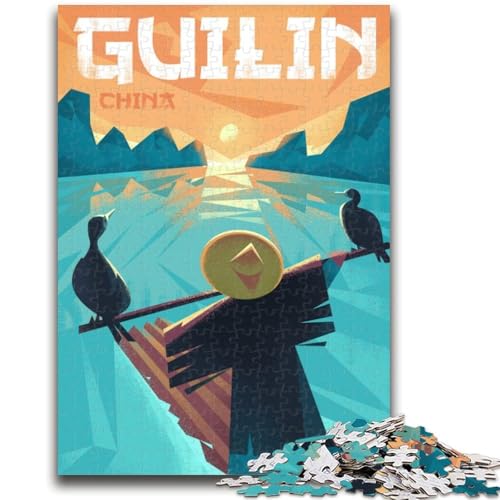 Puzzle für Erwachsene, 1000 Teile, Guilin, China-Reiseposter, Familienspaß, ganze Familie, ab 14 Jahren (Größe 38x26cm) von NCVAZHASO