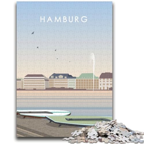 Puzzle für Erwachsene, 1000 Teile, Hamburg, anspruchsvolles Spiel und Familienspiel, Wanddekoration, einzigartige Geburtstags (Größe 38x26cm) von NCVAZHASO