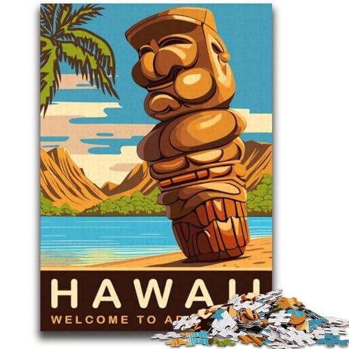 Puzzle für Erwachsene, 1000 Teile, Hawaiianische Tiki-Statue, Lernspiel, Herausforderungsspielzeug, ganze Familie (Größe 38x52cm) von NCVAZHASO