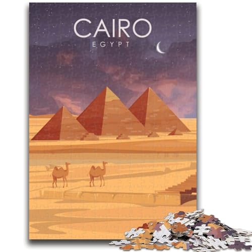Puzzle für Erwachsene, 1000 Teile, Kairo, Ägypten, Pyramiden, Kunst, für Kinder ab 14 Jahren, interessante Geschenke zur Stressreduzierung für Freunde und Familie (Größe 38x26cm) von NCVAZHASO