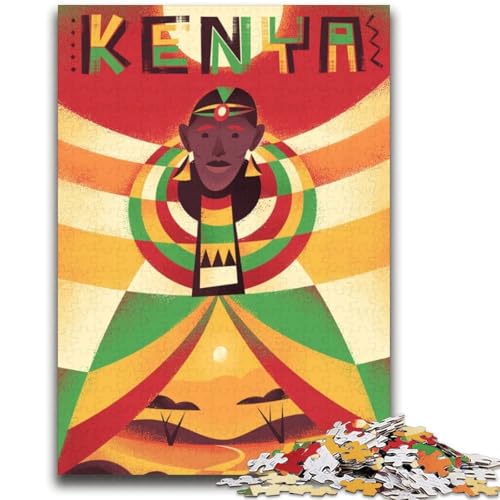 Puzzle für Erwachsene, 1000 Teile, Kenia-Reiseposter, für Kinder ab 14 Jahren, interessante Geschenke zur Stressreduzierung für Freunde und Familie (Größe 38x52cm) von NCVAZHASO