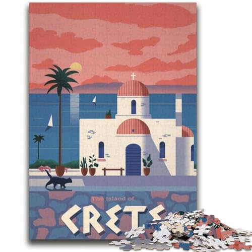 Puzzle für Erwachsene, 1000 Teile, Kreta, für Kinder ab 14 Jahren, interessante Geschenke zur Stressreduzierung für Freunde und Familie (Größe 38x52cm) von NCVAZHASO
