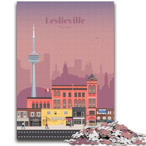 Puzzle für Erwachsene, 1000 Teile, Leslieville in Toronto, Familienspaß für die ganze Familie, ganze Familie ab 14 Jahren (Größe 38x52cm) von NCVAZHASO