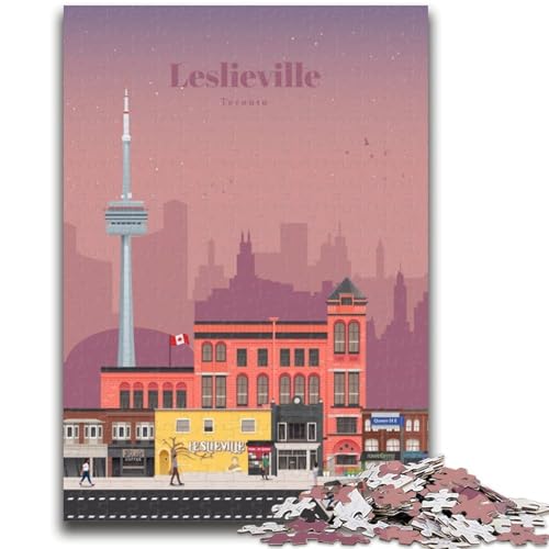 Puzzle für Erwachsene, 1000 Teile, Leslieville in Toronto, für Kinder ab 14 Jahren, interessante Geschenke zur Stressreduzierung für Freunde und Familie (Größe 38x26cm) von NCVAZHASO