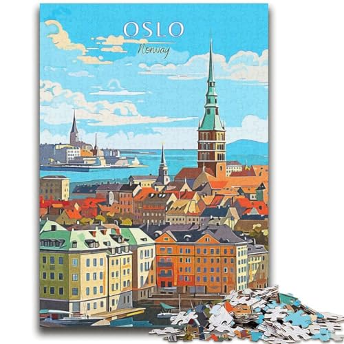 Puzzle für Erwachsene, 1000 Teile, Norwegen, Oslo, Reise für Erwachsene ab 14 Jahren, interessante Geschenke zur Stressreduzierung für Freunde und Familie (Größe 38x52cm) von NCVAZHASO