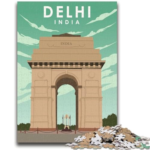 Puzzle für Erwachsene, 1000 Teile, Reiseplakat Delhi, Indien, hilft dem Gehirn, süchtig machendes Spielzeug zu trainieren, um Geduld zu fördern, EIN Kunstwerk (Größe 50x70cm) von NCVAZHASO