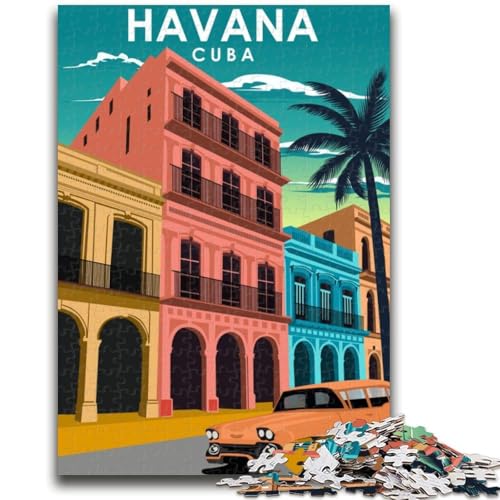Puzzle für Erwachsene, 1000 Teile, Reiseposter Havanna, Kuba, Familienspaß ganze Familie, ab 14 Jahren (Größe 38x26cm) von NCVAZHASO