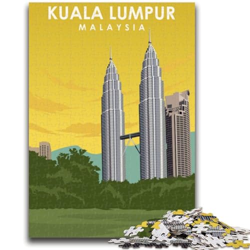 Puzzle für Erwachsene, 1000 Teile, Reiseposter Kuala Lumpur, hilft dem Gehirn, süchtig machendes Spielzeug zu trainieren, um Geduld zu fördern, geeignet für Paare (Größe 50x70cm) von NCVAZHASO