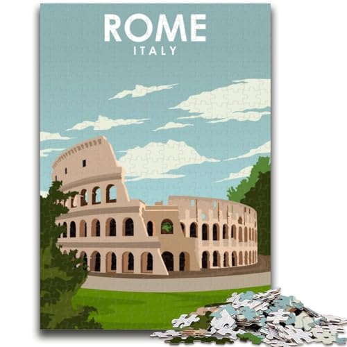 Puzzle für Erwachsene, 1000 Teile, Reiseposter Rom, Italien, anspruchsvolles Spiel und Wanddekoration für die ganze Familie, einzigartige Geburtstags (Größe 38x26cm) von NCVAZHASO