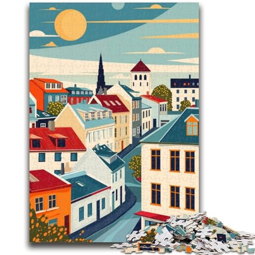 Puzzle für Erwachsene, 1000 Teile, Reykjavik-Reiseposter, Lernspiel, herausforderndes Spielzeug, ganze Familie (Größe 38x26cm) von NCVAZHASO