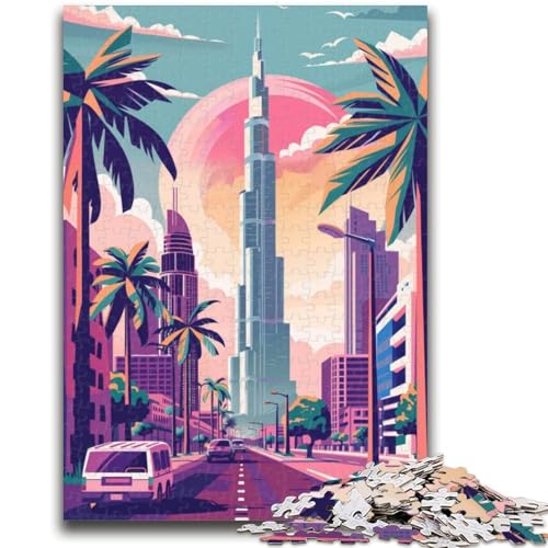 Puzzle für Erwachsene, 1000 Teile, Skyline von Dubai mit Palmen, für Lernspiele, herausforderndes Spielzeug, ganze Familie (Größe 50x70cm) von NCVAZHASO