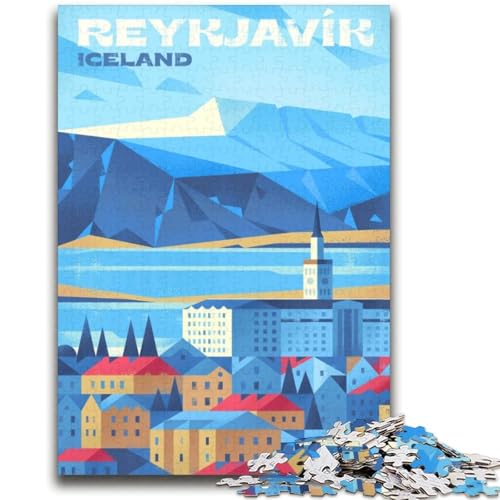 Puzzle für Erwachsene, 1000 Teile, Stadtbild von Reykjavik, Island, für Kinder ab 14 Jahren, interessante Geschenke zur Stressreduzierung für Freunde und Familie (Größe 38x52cm) von NCVAZHASO