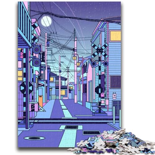 Puzzle für Erwachsene, 1000 Teile, japanische Nachtstadtlandschaft, für Kinder ab 14 Jahren, interessante Geschenke zur Stressreduzierung für Freunde und Familie (Größe 50x70cm) von NCVAZHASO