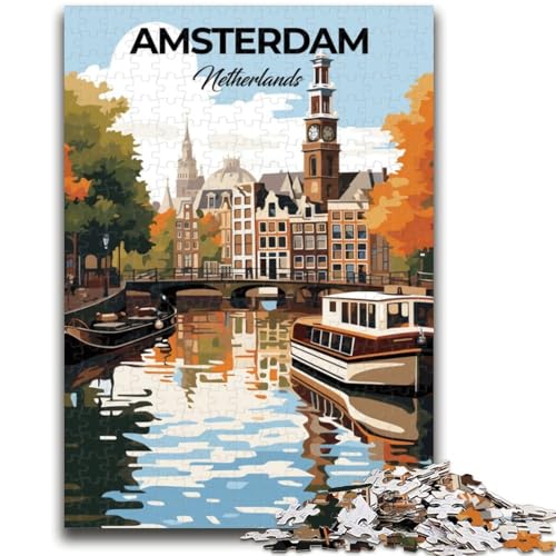 Puzzle für Erwachsene, 1000 Teile, schwierig, Amsterdam, Niederlande, Lernspiele, DIY-Spielzeug, ganze Familie (Größe 38x26cm) von NCVAZHASO
