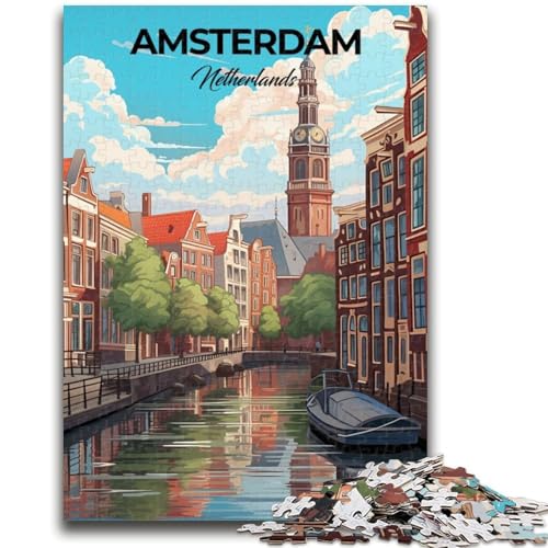 Puzzle für Erwachsene, 1000 Teile, schwierig, Amsterdam, Niederlande, Lernspiele, DIY-Spielzeug, ganze Familie (Größe 50x70cm) von NCVAZHASO