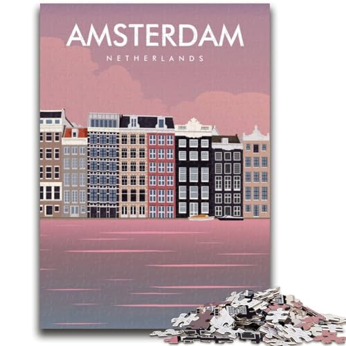 Puzzle für Erwachsene, 1000 Teile, schwierig, Amsterdam, Niederlande, Reisedruck, Lernspiele, DIY-Spielzeug, ganze Familie (Größe 50x70cm) von NCVAZHASO