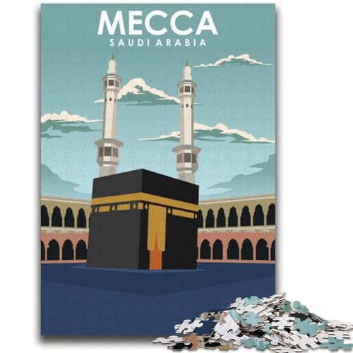 Puzzle für Erwachsene, 1000 Teile, schwierig, Mekka, Saudi-Arabien, Kunst, Lernspiele, DIY-Spielzeug, ganze Familie (Größe 38x52cm) von NCVAZHASO