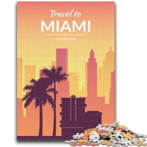 Puzzle für Erwachsene, 1000 Teile, schwierig, Miami, Florida, Lernspiele, DIY-Spielzeug, ganze Familie (Größe 38x26cm) von NCVAZHASO