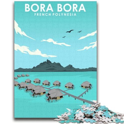 Puzzle für Erwachsene, 1000 Teile, schwieriges Bora Bora-Reiseposter, Lernspiele, DIY-Spielzeug, ganze Familie (Größe 38x52cm) von NCVAZHASO