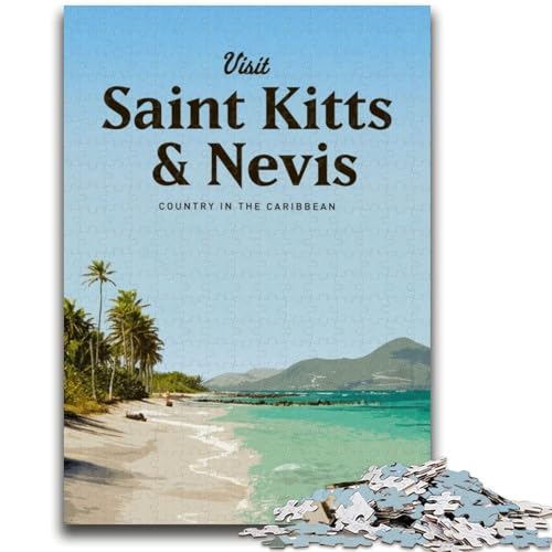 Puzzle für Erwachsene, 1000-teiliges Puzzle St Kitts und Nevis, Stressabbau, schwierige Herausforderung, ganze Familie (Größe 50x70cm) von NCVAZHASO