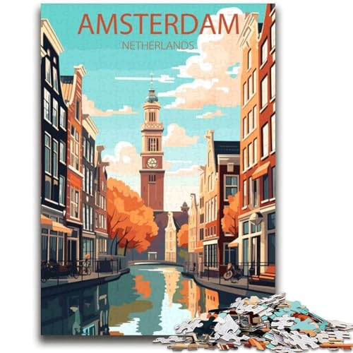 Puzzle für Erwachsene 1000 Amsterdam Niederlande Lernspiel Herausforderung Spielzeug Wanddekoration Einzigartige Geburtstags (Größe 38x52cm) von NCVAZHASO