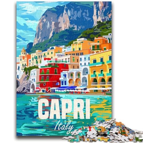 Puzzle für Erwachsene 1000 Capri Island Italien Lernspiele Heimdekoration Lernspiel für Geburtstag, Weihnachten (Größe 38x26cm) von NCVAZHASO