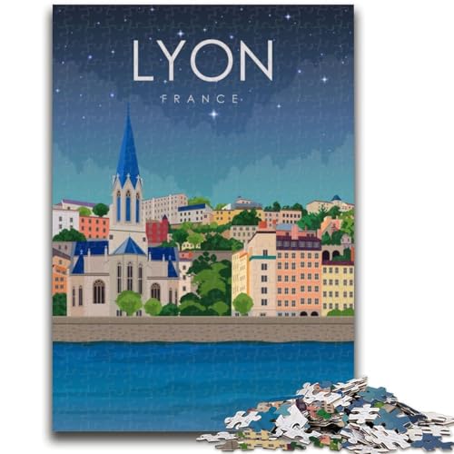 Puzzle für Erwachsene 1000 Lyon, Frankreich, Reisekunst, Lernspiele, Heimdekoration, Lernspiel für Geburtstag, Weihnachten (Größe 38x26cm) von NCVAZHASO