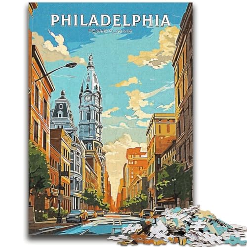 Puzzle für Erwachsene 1000 Philadelphia Pennsylvania Lernspiel Herausforderung Spielzeug Wanddekoration Einzigartige Geburtstags (Größe 50x70cm) von NCVAZHASO